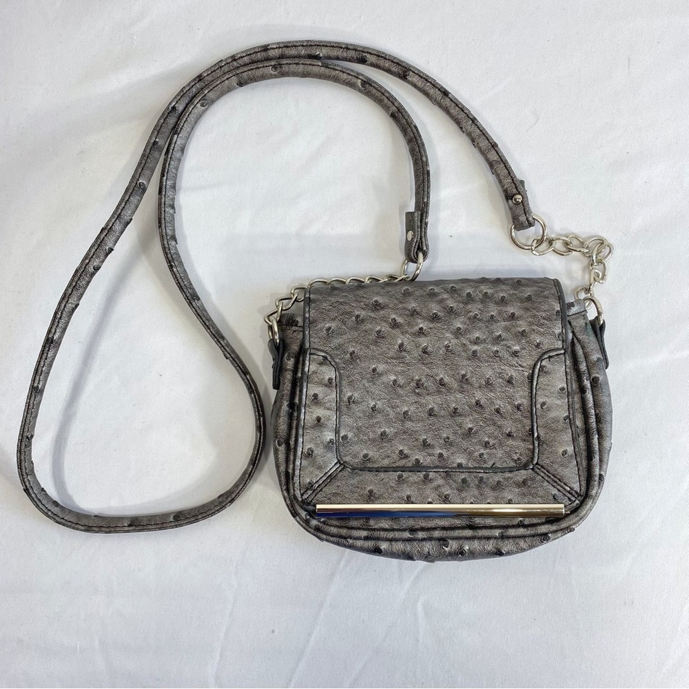 Merona Gray Faux Ostrich Tiny Cross Body Bag